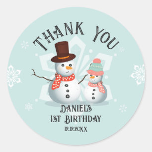 Oh What Fun Snowman Birthday Classic Round Sticker