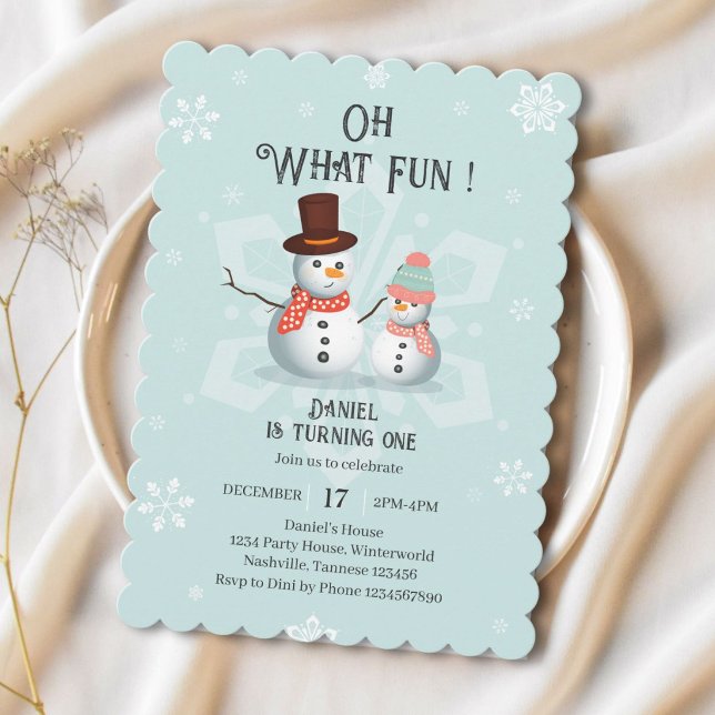 Oh What Fun Snowman Birthday  Invitation (Creator Uploaded)