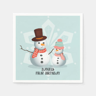 Oh What Fun Snowman Birthday Napkin