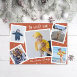 Oh What Fun Snowy Collage Photo Holiday Card<br><div class="desc">Red with white frames with snowflakes</div>
