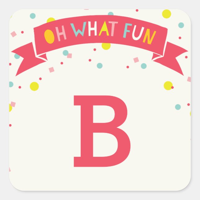 Oh What Fun Sweet Confetti Girl Birthday Sticker (Front)