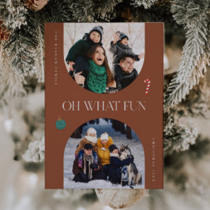 Oh What Fun Terracotta Arch Frame 3 Photo Holiday Card
