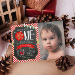 Oh What Fun To Be One! Christmas 1st Birthday Invitation<br><div class="desc">Celebrate in style with these trendy typography Christmas 1st birthday invitations. The design is perfect for a Christmas,  winter or December first birthday party. The template photo and wording is easy to personalise and your guests will be thrilled when they receive these stylish invites.</div>