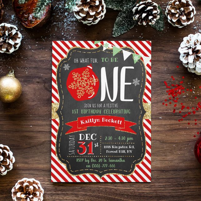 Oh What Fun To Be One! Christmas 1st Birthday Invitation (Creator Uploaded)