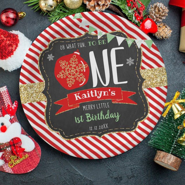 Oh What Fun To Be One! Christmas 1st Birthday Paper Plate (Creator Uploaded)