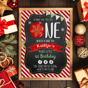 Oh What Fun To Be One! Christmas 1st Birthday Poster