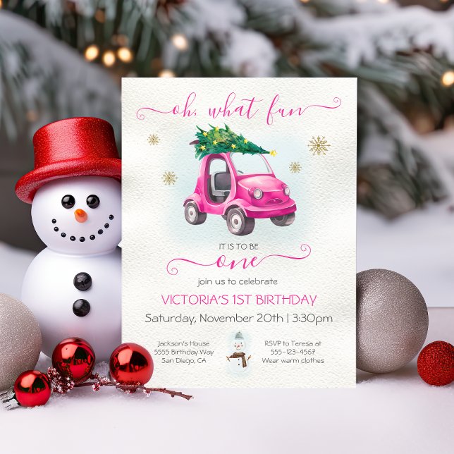 oh what fun to be one toy car christmas birthday invitation (Creator Uploaded)