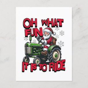 Oh What Fun To is it To Ride Christmas Farmers Holiday Postcard