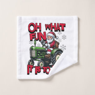 Oh What Fun To is it To Ride Christmas Farmers Wash Cloth