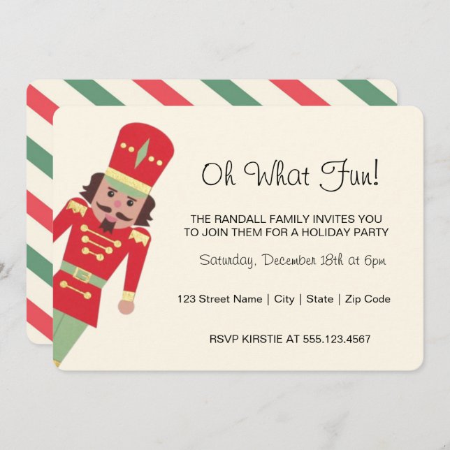 "Oh What Fun" Toy Soldier | Christmas Party Invitation (Front/Back)