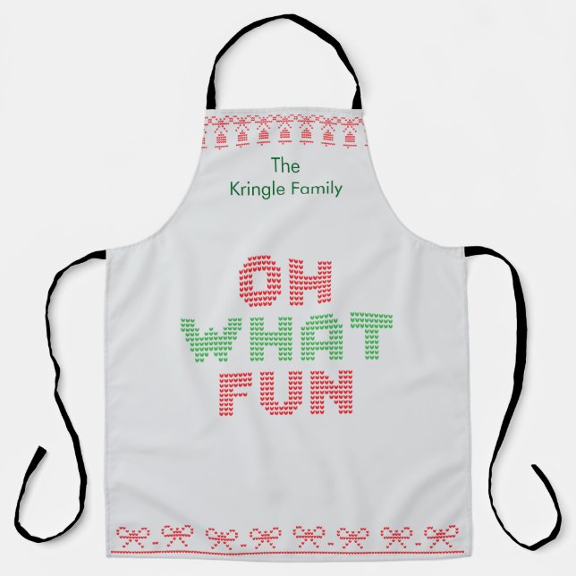 Oh What Fun Typography Christmas Apron (Front)