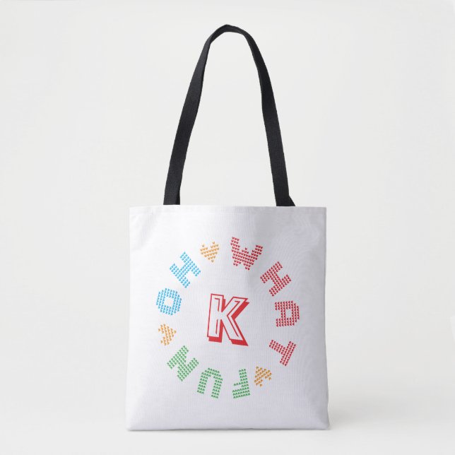 Oh What Fun Typography Monogram Christmas Tote Bag (Front)