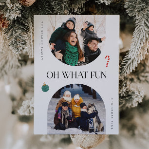 Oh What Fun White Arch Frame 3 Photo Holiday Card