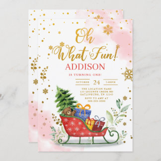 Oh What Fun Winter Birthday Invitation