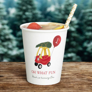 Oh What Fun Winter Car 1st Birthday Party Paper Cups