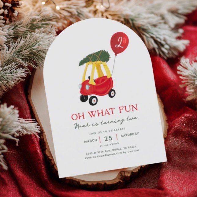 Oh What Fun Winter Car Kids Birthday Invitation (Creator Uploaded)