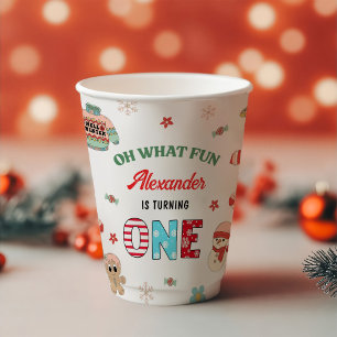 Oh What Fun Winter Christmas 1st Birthday Paper Cups