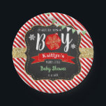 "Oh What Joy, It's A Boy!" Christmas Baby Shower<br><div class="desc">Celebrate in style with these trendy baby shower paper plates. The design is easy to personalise with your own wording and your family and friends will be thrilled when they see these fabulous party plates.</div>