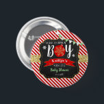 "Oh What Joy, It's A Boy!" Christmas Baby Shower 6 Cm Round Badge<br><div class="desc">Celebrate in style with these trendy baby shower buttons. The design is easy to personalise with your own wording and your family and friends will be thrilled when they see these fabulous buttons. Matching party items can be found in the collection.</div>