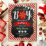 "Oh What Joy, It's A Boy!" Christmas Baby Shower Poster<br><div class="desc">Celebrate in style with this trendy baby shower welcome sign. The design is easy to personalise with your own wording and your family and friends will be thrilled when they see this fabulous party sign. Matching party items can be found in the collection.</div>