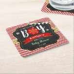 "Oh What Joy, It's A Boy!" Christmas Baby Shower Square Paper Coaster<br><div class="desc">Celebrate in style with these trendy baby shower coasters. The design is easy to personalise with your own wording and your family and friends will be thrilled when they see these fabulous coasters. Matching party items can be found in the collection.</div>