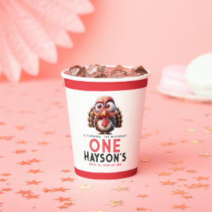 Oh what's fun Caricatures Turkey 1st Birthday Paper Cups