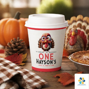 Oh what's fun Caricatures  Turkey 1st Birthday Paper Cups