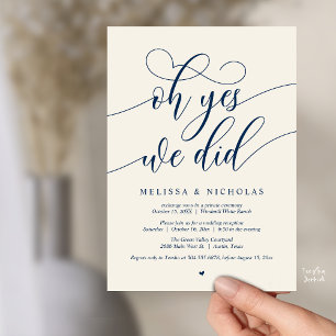 Oh Yes We Did Modern Script Elopement Announcement