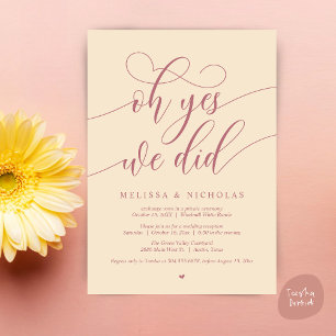 Oh Yes We Did Modern Script Elopement Announcement