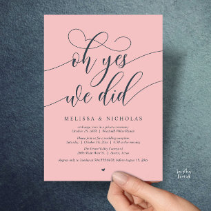 Oh Yes We Did Modern Script Elopement Announcement