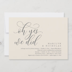 Oh Yes, We Did, Modern Wedding Dinner and Party Invitation