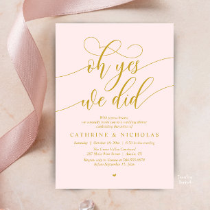 Oh Yes, We Did, Modern Wedding Elopement Dinner Invitation