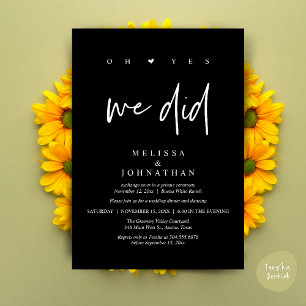 Oh Yes, We Did, Modern Wedding Elopement Dinner Invitation