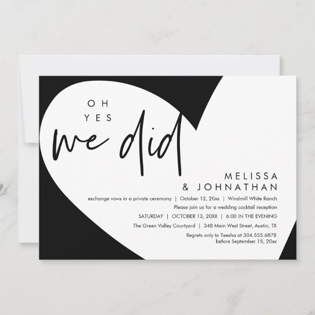 Oh yes we did, Modern Wedding Reception Dinner Invitation (Front)