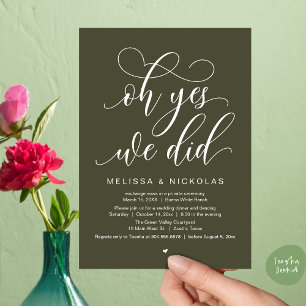 Oh Yes, We Did, Romantic Wedding Elopement Party Invitation