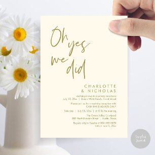 Oh Yes, We Did, Wedding Dinner Party Cash Bar Invitation