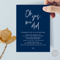 Oh Yes, We Did, Wedding Dinner Party Cash Bar