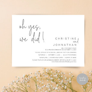 Oh Yes, We Did, Wedding Elopement, Dark Grey Invitation