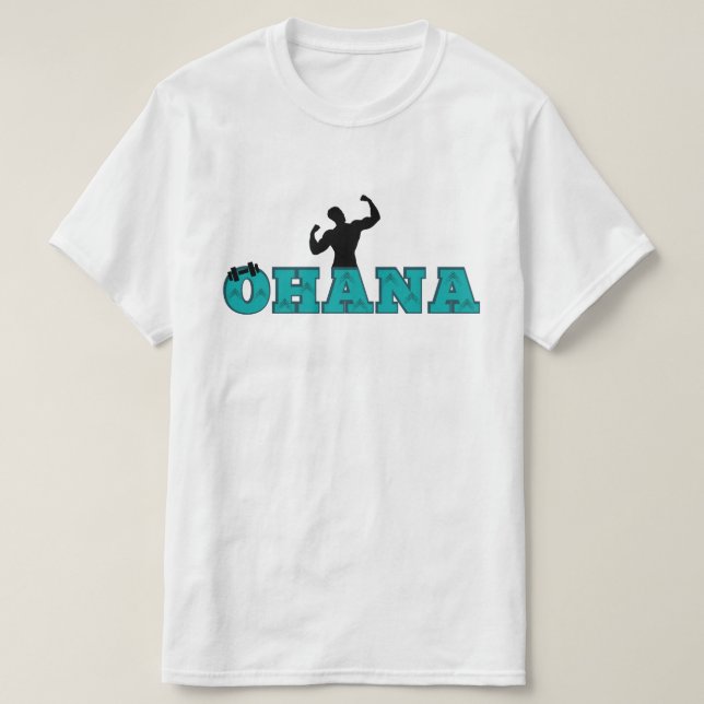 ohana gym project with blue text & rock T-Shirt (Design Front)