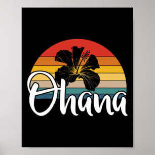 Ohana Hawaii Hibiscus Flower 70s Retro Family Holi Poster