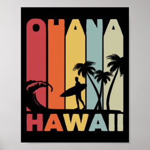 Ohana Hawaii Surfer Outfit 70s Retro Family Vacati Poster