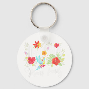 Ohana Means Family Hawaii Hibiscus Flower 70s Retr Key Ring