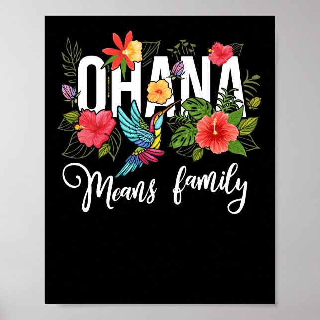 Ohana Means Family Hawaii Hibiscus Flower 70s Retr Poster (Front)