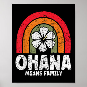 Ohana Means Family Hawaii Summer Palm Trees Beach  Poster