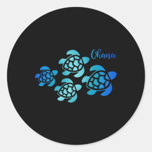 Ohana Sea Turtle Family Hawaii Vacation Tropical H Classic Round Sticker