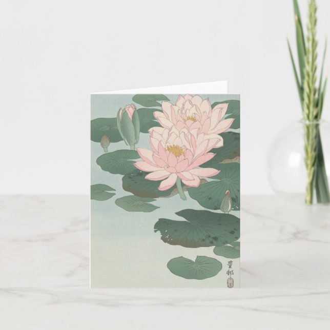 Ohara Kosen Flowering Water Lily - Blank Card (Front)