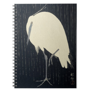 Ohara Kosen Silver Heron in the Rain Notebook