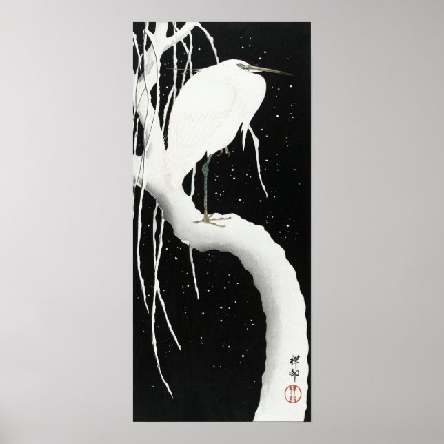 Ohara Koson Heron in Snow Poster (Front)