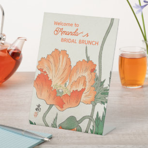 Ohara Koson, Orange Poppy - Bridal Brunch Welcome Pedestal Sign