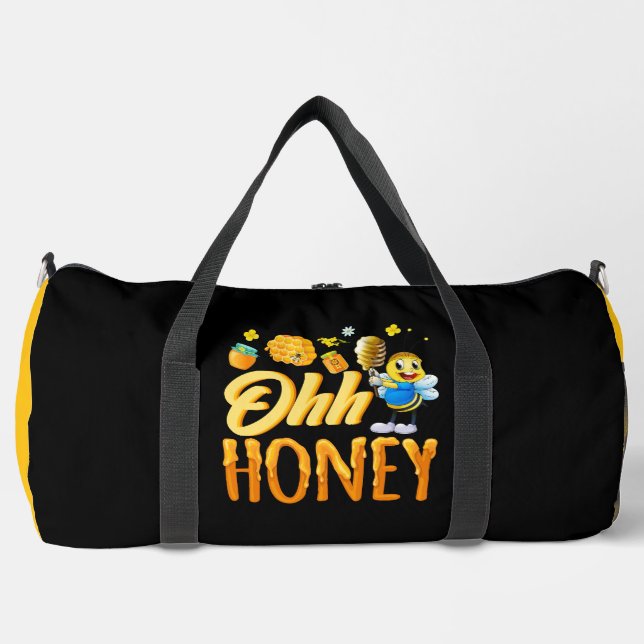 Ohh Honey Cartoon Bee  Duffle Bag (Front)